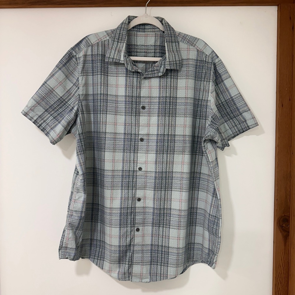 Jaxon Ellis Geometric Plaid Button Down Shirt Mens XXL Green Cotton | Dadcore